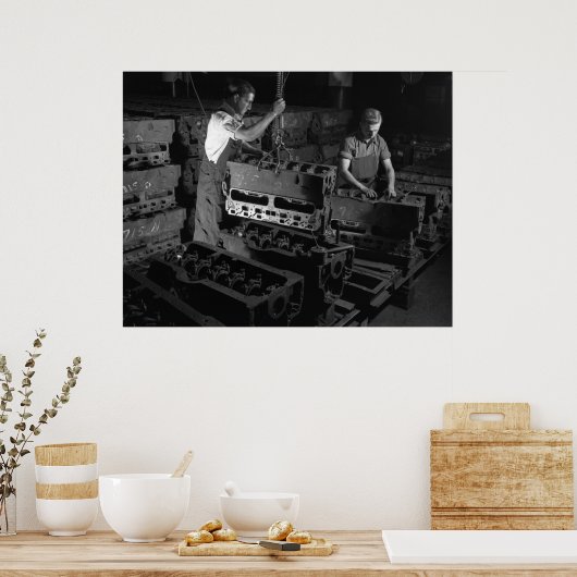 Industriële foto's - Militaire motorklokken WW2 Poster (Keuken)