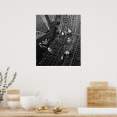 Industriële foto's - werknemers in de brug over de poster (Keuken)