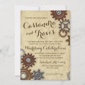 Industriële Gears Rustic Wedding Kaart (Voorkant)