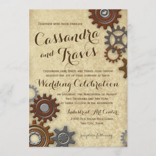 Industriële Gears Rustic Wedding Kaart