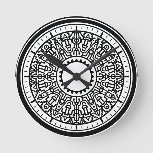 Industriële geometrische embleem wandklok (Voorkant)