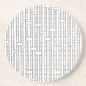 Industriële Grid-Zwart en Wit Modern Minimalist Zandsteen Onderzetter (Voorkant)