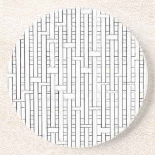 Industriële Grid-Zwart en Wit Modern Minimalist Zandsteen Onderzetter