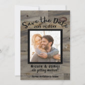 Industriële grijsbruine houten rustieke Save the D Kaart (Voorkant)