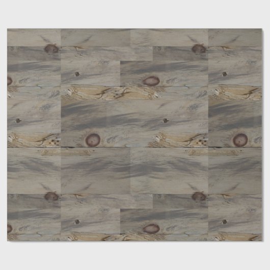 Industriële Grijze Bruine Houten Rustieke Bruiloft Cadeaupapier (Vlak)