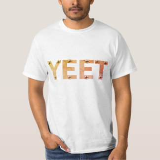 Industriële grijze YEET-typografie T-shirt