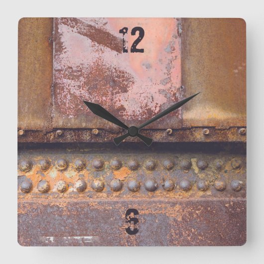 Industriële grunge roest patroon vierkante klok (Voorkant)