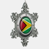 Industriële Guyana-vlag met staal Tin Sneeuwvlok Ornament (Links)