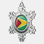 Industriële Guyana-vlag met staal Tin Sneeuwvlok Ornament (Rechts)