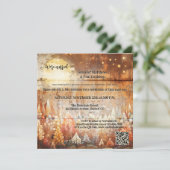 Industriële Herfst Bos Bruiloft Receptie Foto Kaart (Staand voorkant)