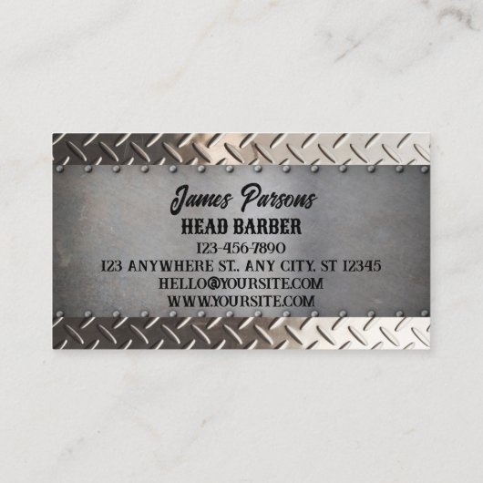 Industriële kapperszaak kapperszaak visitekaartje (Achterkant)