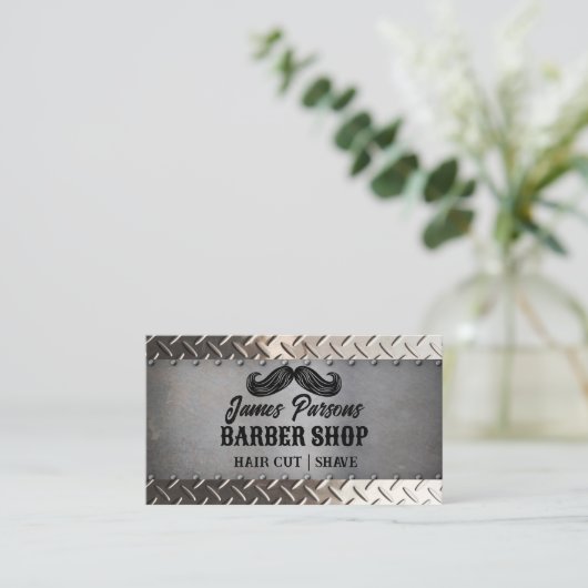 Industriële kapperszaak kapperszaak visitekaartje (Staand voorkant)