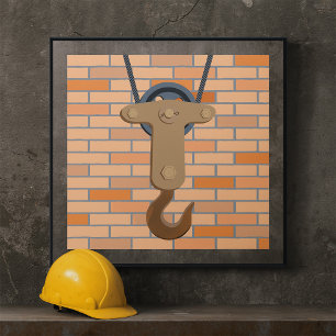 Industriële katrol haak  mechanisch ontwerp poster