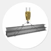 Industriële kraanhaak hijst stalen balken ronde sticker (Voorkant)
