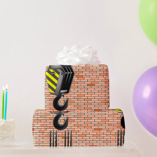 Industriële kraanhaak met bakstenen muur cadeaupapier
