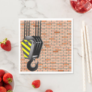 Industriële kraanhaak met bakstenen muur servet