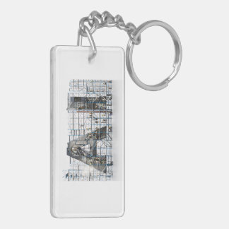 Industriële Lettervorm Architectuur Kunst Sleutelhanger