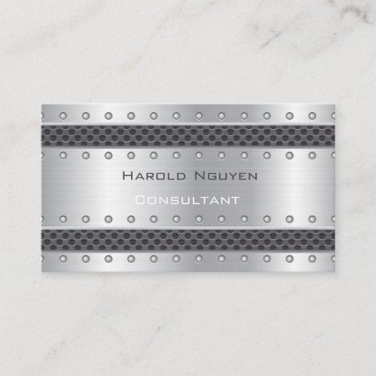 Industriële Mesh streep Metallic Roestvrij Staal Visitekaartje (Voorkant)