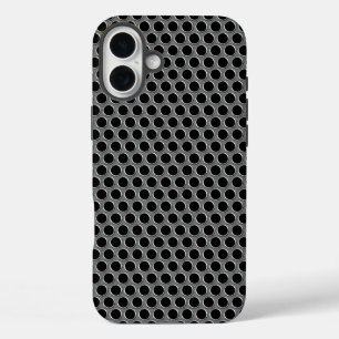 Industriële Metallic Zilveren Grille Polka stippen iPhone 16 Plus Hoesje