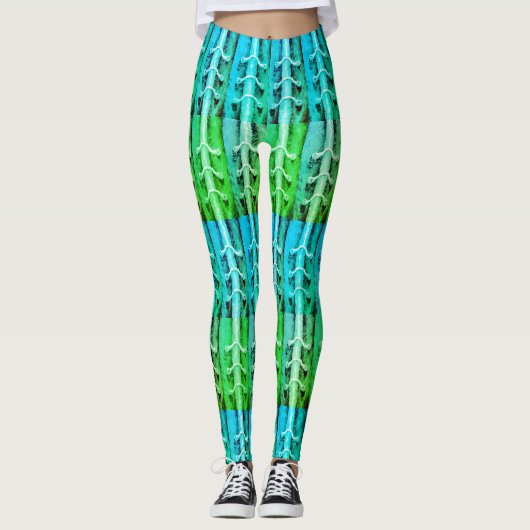 Industriële minimalistische kleuren Abstract groen Leggings (Voorkant)