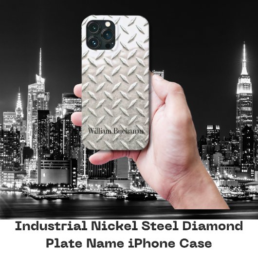 Industriële Nikkelstaal Diamant Bord Naam Case-Mate iPhone Case