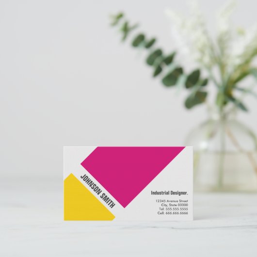 Industriële ontwerper - Eenvoudig roze geel Visitekaartje (Staand voorkant)