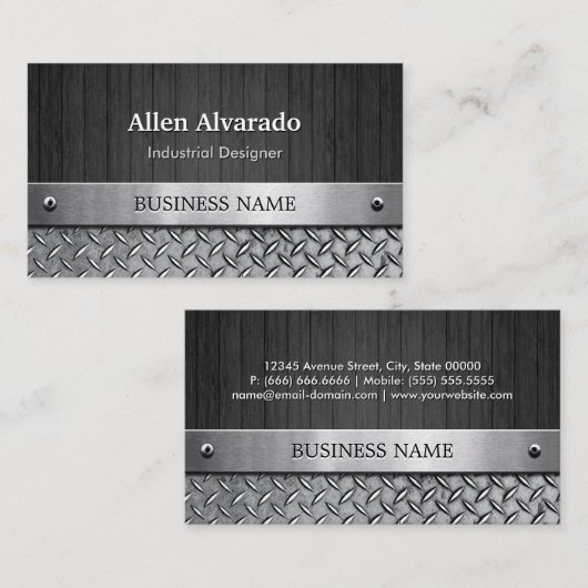 Industriële ontwerper - Hout en metaallook Visitekaartje (Voorkant / Achterkant)