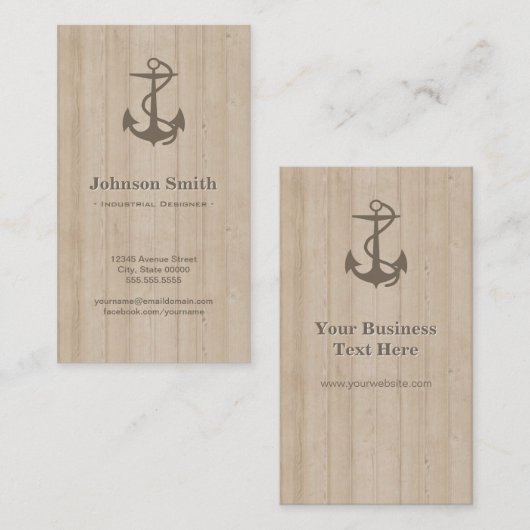 Industriële ontwerper - Nautisch Ankerhout Visitekaartje (Voorkant / Achterkant)