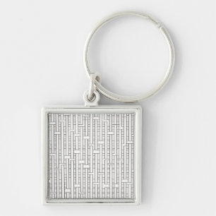 Industriële raster-modern minimalistische Bauhaus Sleutelhanger