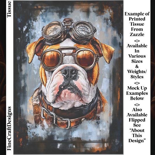 Industriële Retro Steampunk Bulldog EF2L Decoupage Tissuepapier