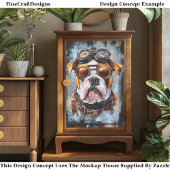 Industriële Retro Steampunk Bulldog EF2L Decoupage Tissuepapier