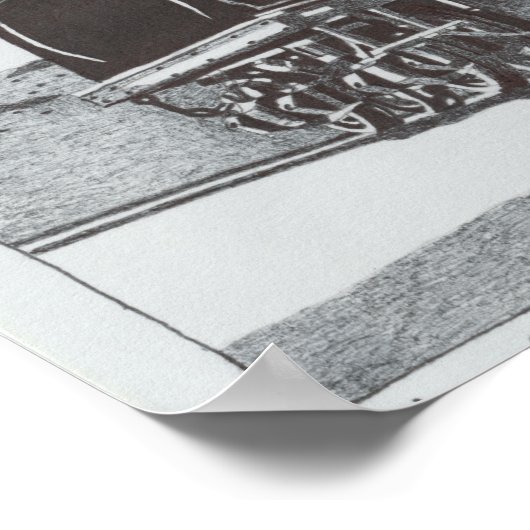 "Industriële revolutie" Inkttekening van locomotie Poster (Hoek)