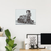 "Industriële revolutie" Inkttekening van locomotie Poster (Thuiskantoor)