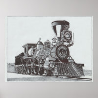"Industriële revolutie" Inkttekening van locomotie