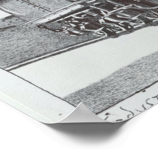 "Industriële revolutie" Inkttekening van locomotie Poster (Hoek)