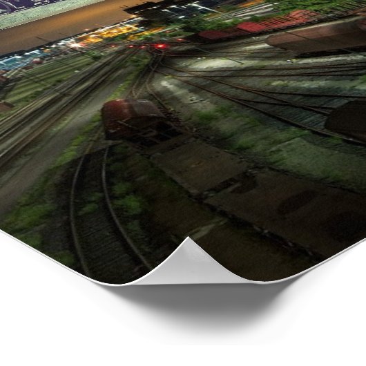 Industriële revolutie 's nachts poster (Hoek)