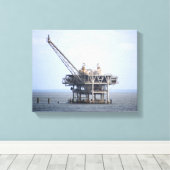 Industriële Rig in de Golf Oceaan Kleur 11x14 Canvas Afdruk (Insitu (Houten vloer))
