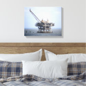 Industriële Rig in de Golf Oceaan Kleur 11x14 Canvas Afdruk (Insitu (Slaapkamer))