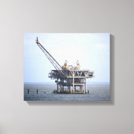Industriële Rig in de Golf Oceaan Kleur 11x14 Canvas Afdruk