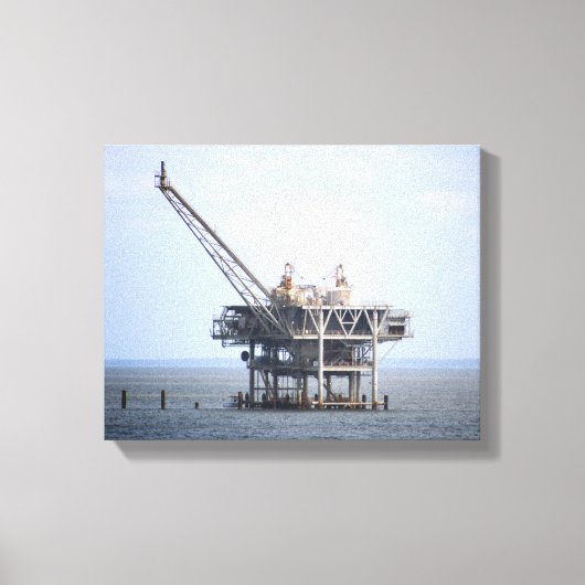Industriële Rig in de Golf Oceaan Kleur 11x14 Canvas Afdruk (Voorkant)