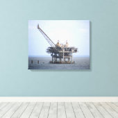 Industriële Rig in de Golf Oceaan Kleur 16x20 Canvas Afdruk (Insitu (Houten vloer))