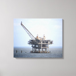 Industriële Rig in de Golf Oceaan Kleur 16x20 Canvas Afdruk