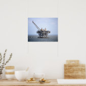Industriële Rig in de Golf Oceaan Kleur 16x20 Poster (Keuken)