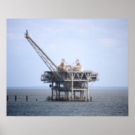 Industriële Rig in de Golf Oceaan Kleur 16x20 Poster
