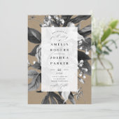 Industriële rustieke chique bloemenbruiloft kraft kaart (Staand voorkant)