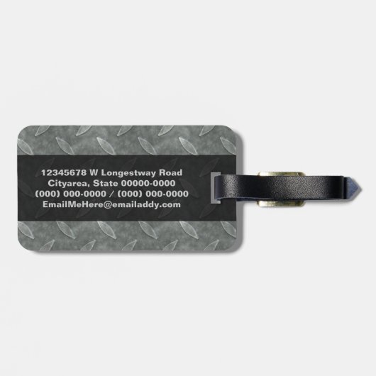 Industriële Rusty Metallic Diamond Plated Mannelij Bagagelabel (Achterkant horizontaal)