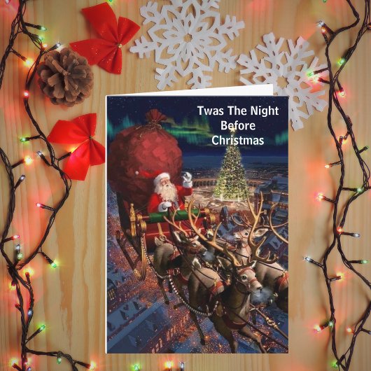 Industriële Santa Claus Flying Reindeer Kaart