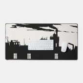 Industriële Schaduw – Vintage Houtsnede Bureaumat (Keyboard & Muis)