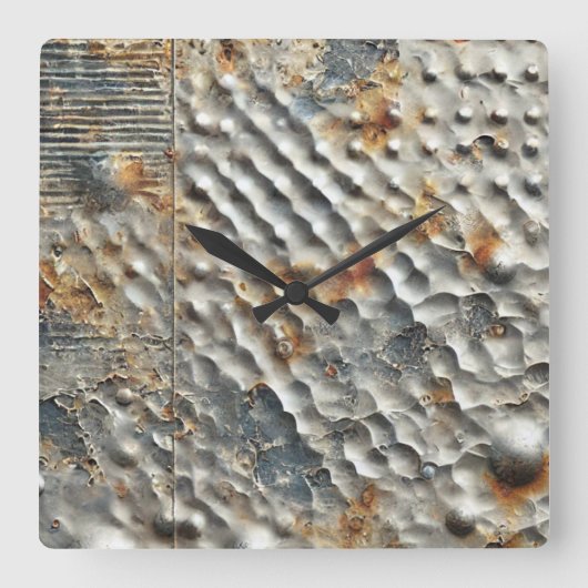 Industriële Sci-Fi Metalen Textuur Vierkante Klok (Voorkant)