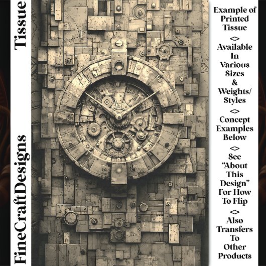 Industriële Sepia Steampunk Klok CZ1S Decoupage Tissuepapier